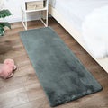 Luxe Home International Ruffle Bath Runner Rabbit Fur 1000 GSM Super Soft Anti Skid Rug for Bedroom 2 X 5 Ft  Colour Grey