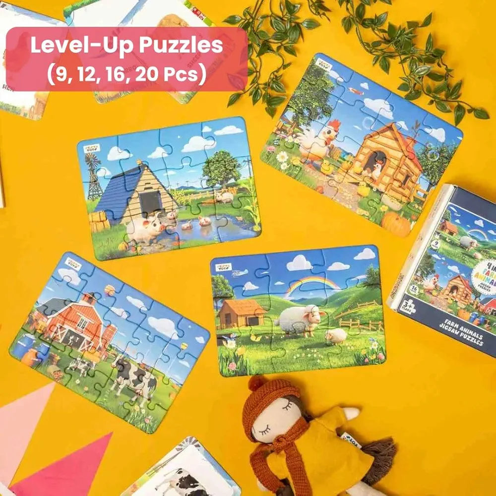 Nesta Toys Floor Puzzle & Game 4 in 1 Jigsaw Puzzle | Farm Animals  | Educational Toy, Gifts for Boys & Girls Ages 2, 3, 4, 5, 6 Years | Farm Animal Toys for Kids