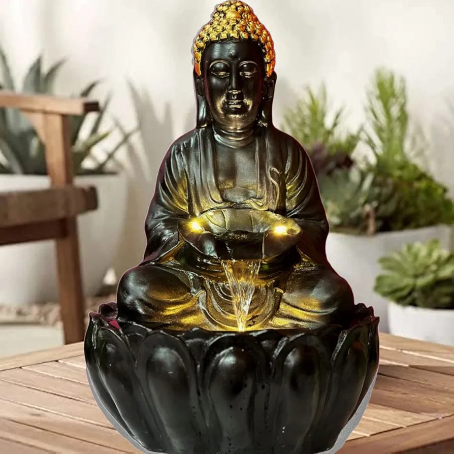 Alila Meditating Buddha Statue Water Fountain for Home Living Room Decor 21inches 53cm