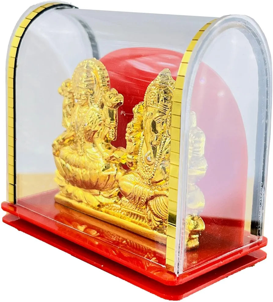 Goddess Laxmi and Ganesh Idol Murti Status for Pooja Mandir Car Dashboard Golden Laxmi Ganesh idol