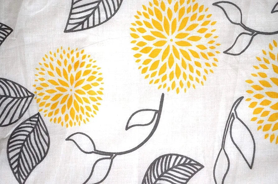 Trance Home Linen Pure Cotton Reversible Dohar Toddler Size Cotton Ac Quilt for Babies Colour Yellow White Abstract
