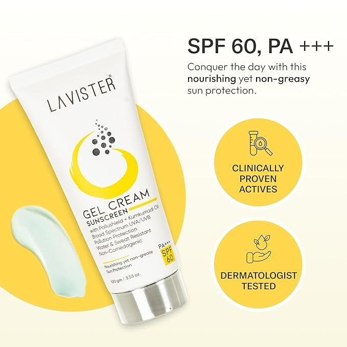 Lavister Gel Cream Sunscreen SPF 60 PA+++ - 100 gms
