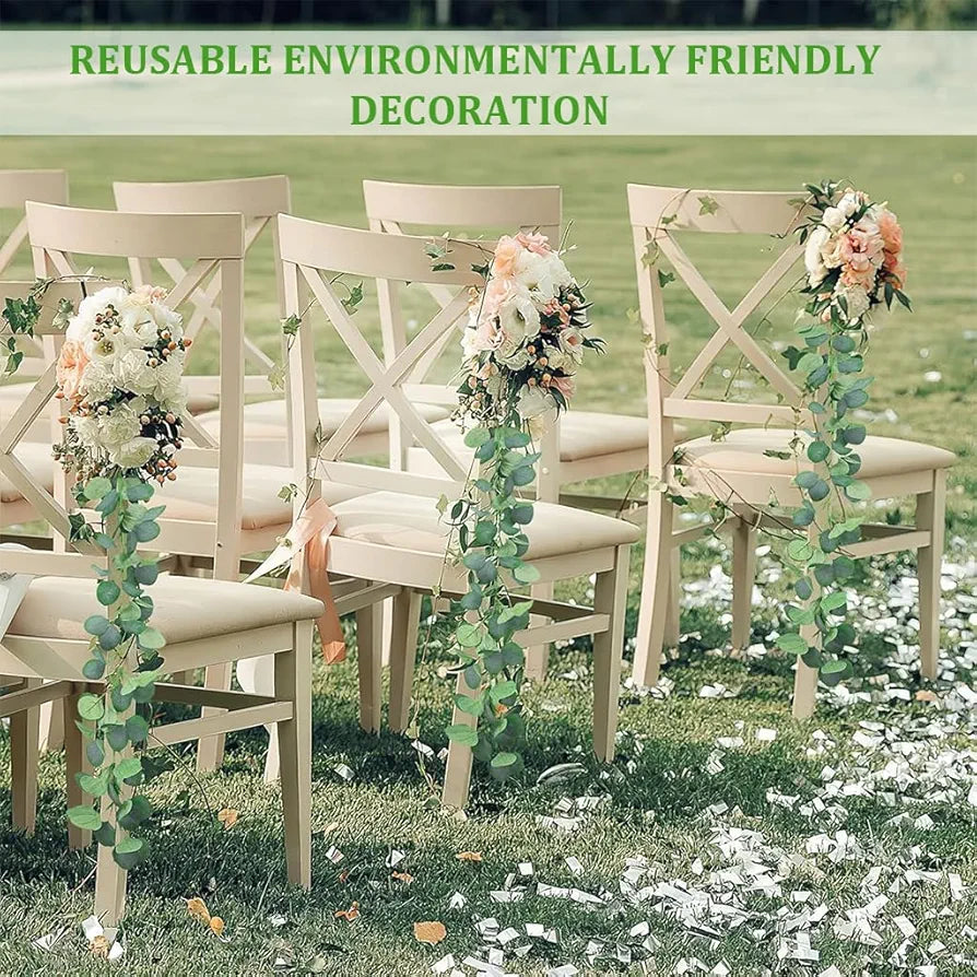 6 Pack Eucalyptus Garland Artificial Eucalyptus Leaves Table Greenery Garland Wreath Vines 2.4M