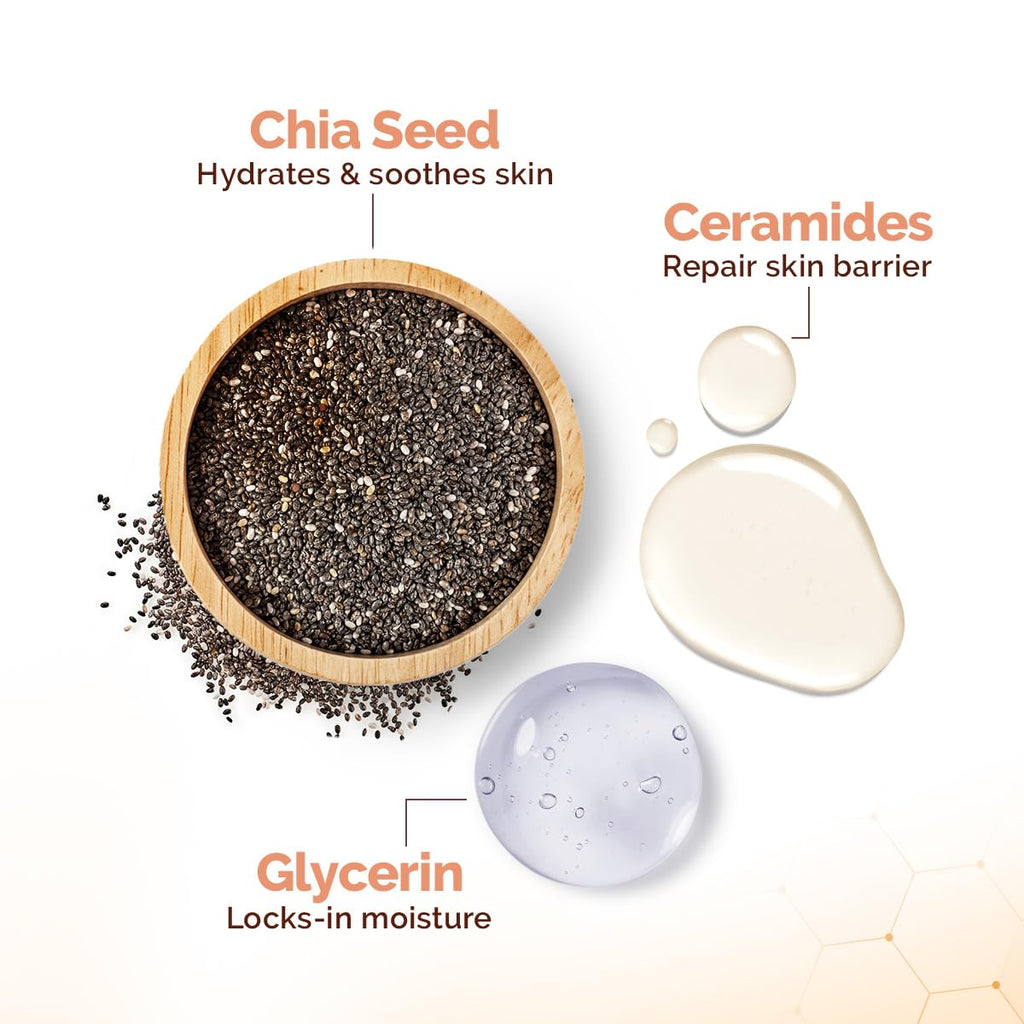 Mamaearth Chia Oil-Free Face Wash with Chia Seed & Ceramides - 100 ml | For Normal to Oily Skin | Gives Hydrated Glow | Co-created with Top Dermats | Cleanses Deeply | Healthy Skin Barrier | Fragrance& Soap Free
