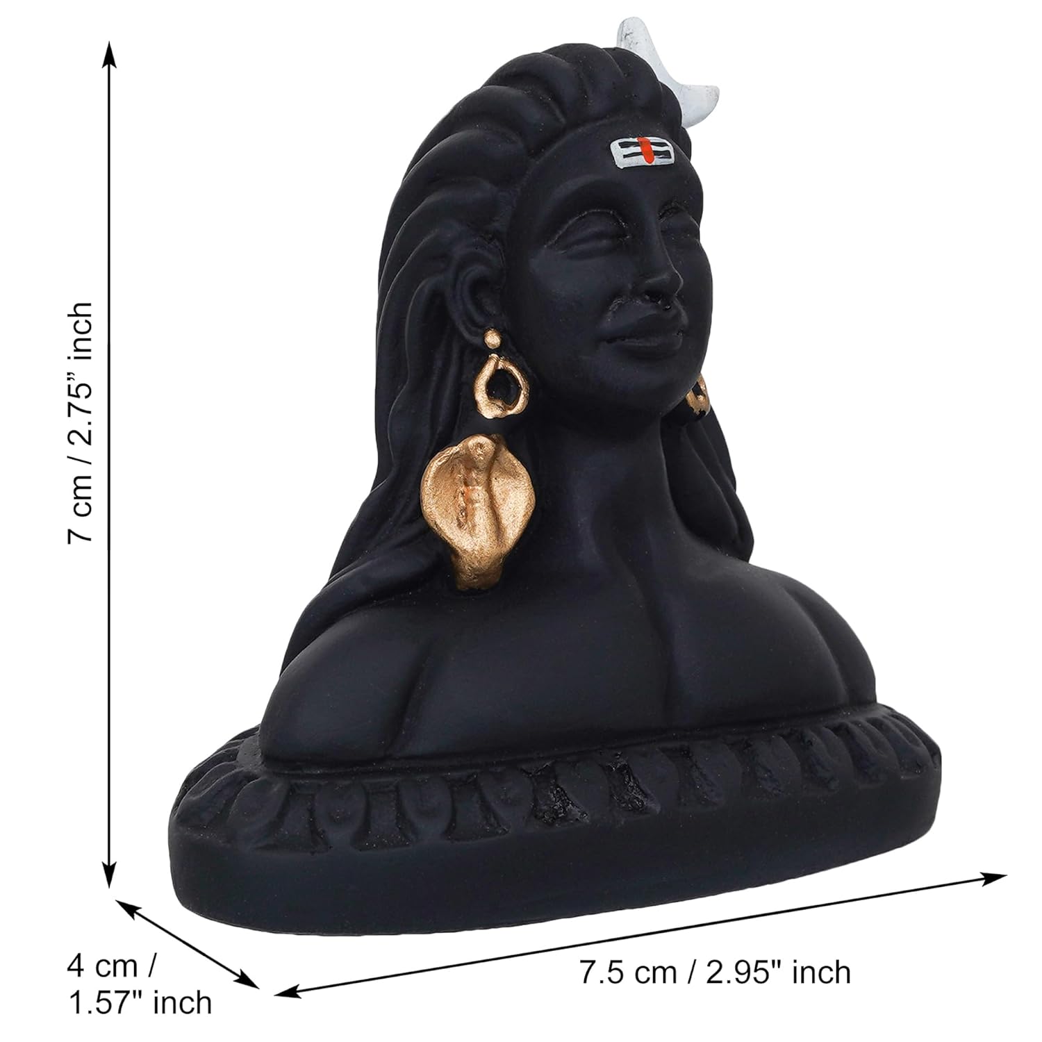 Ecraftindia Black Resin Adiyogi Shiva Statue for Car Dashboard | Lord Shiva Idol for Home | Shiv Murti | Adiyogi Mahadev Statue