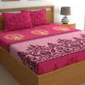Dreamscape Cotton King Bedsheet with 2 Pillow Covers Pink21