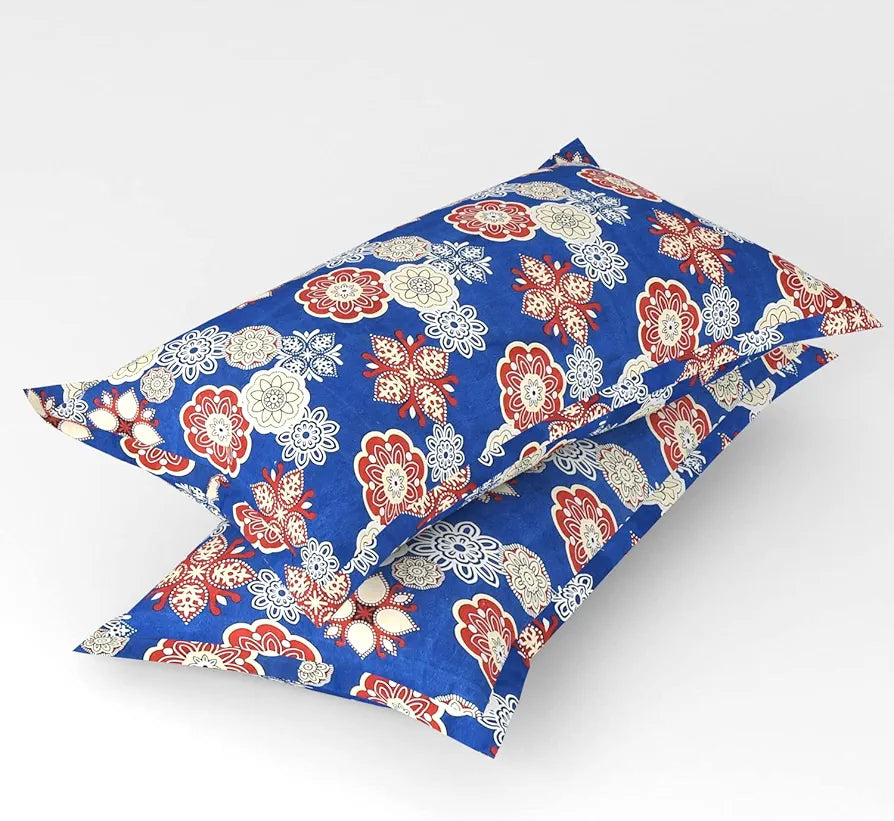 Homefab India 140 TC Microfiber Double Bedsheet with 2 Pillow Covers Blue Beige