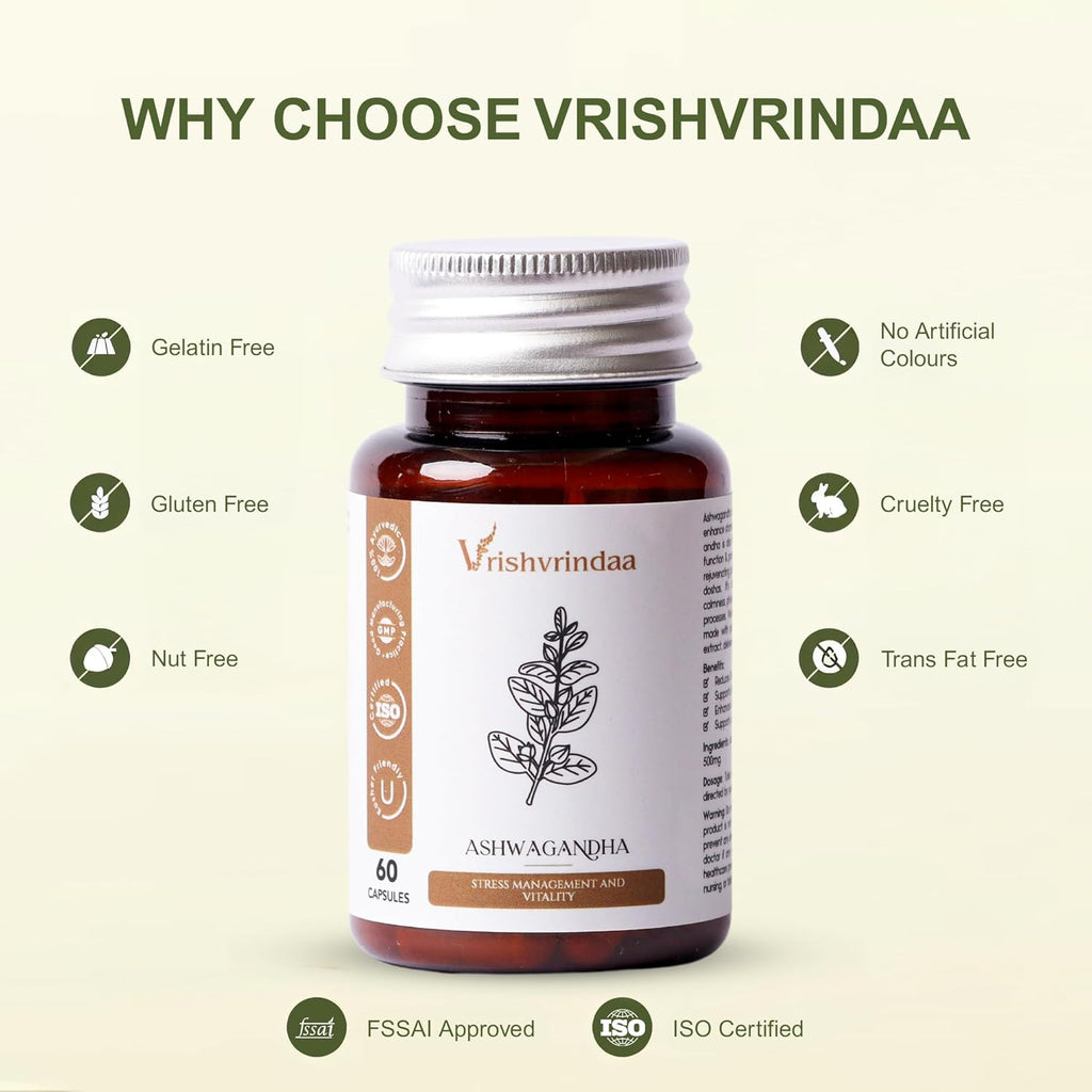 VrishVrindaa Ashwagandha Capsules  500 mg  - 60 Caps