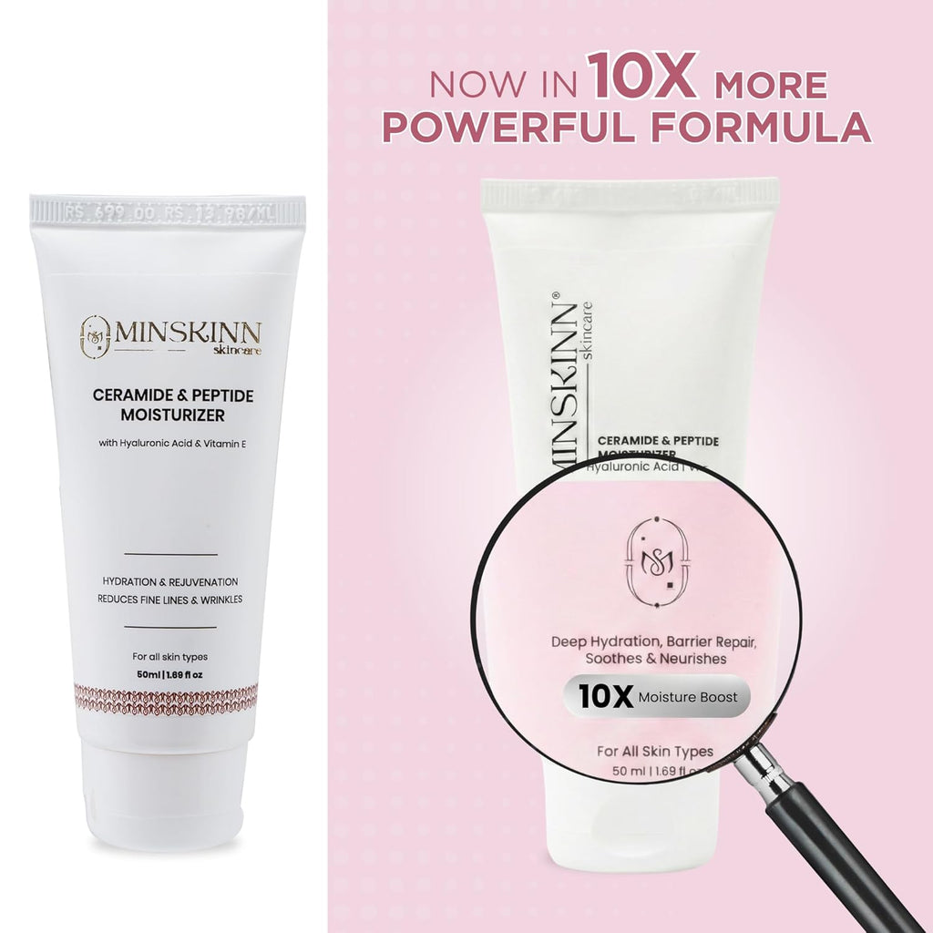 Minskinn Korean Anti-Aging Face Cream 50ml | Ceramide Peptide Moisturizer | Dry & Sensitive Skin | K-Beauty Science Formula with Ceramide & Peptide Complex for Visible Anti-Aging Results