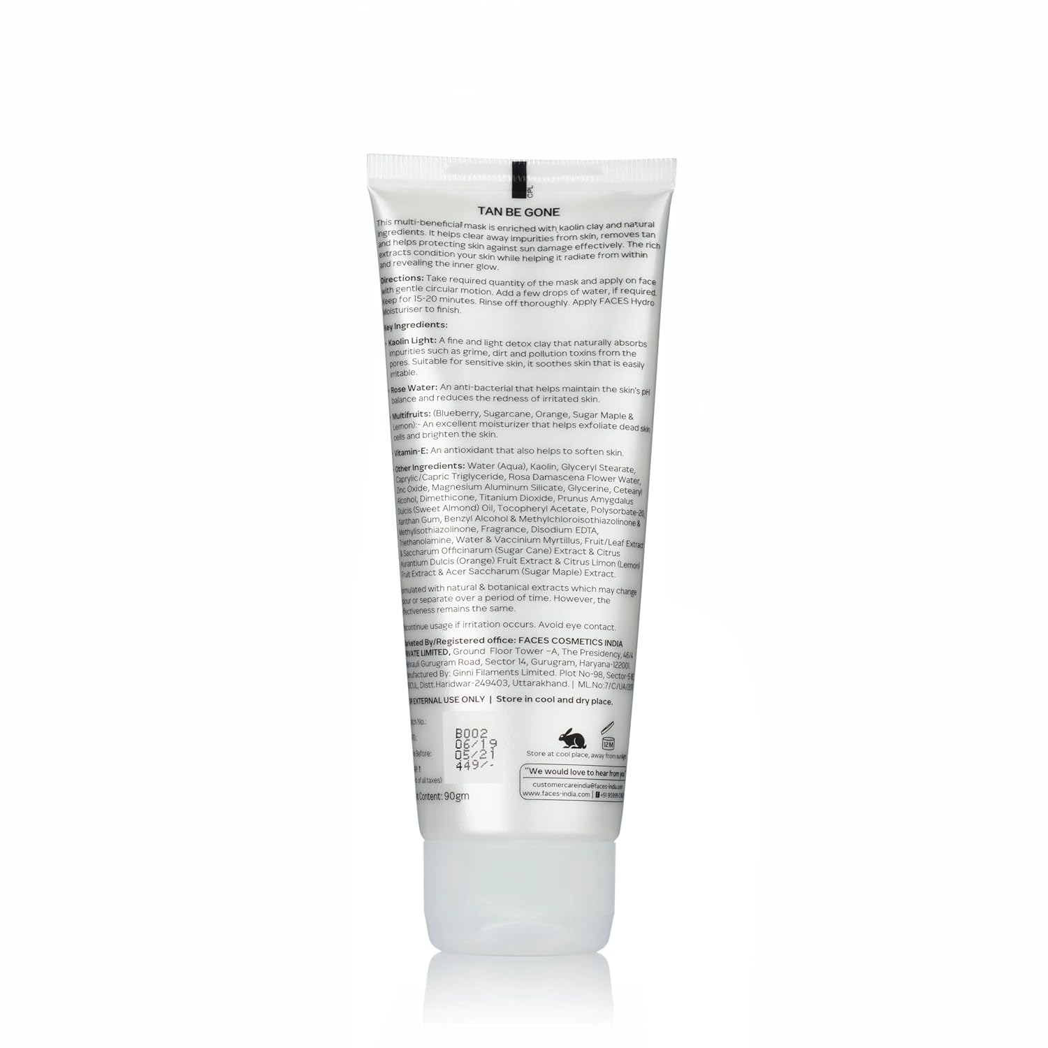 Faces Canada Tan Be Gone De Tan Skin Brightening Clay Mask 90g