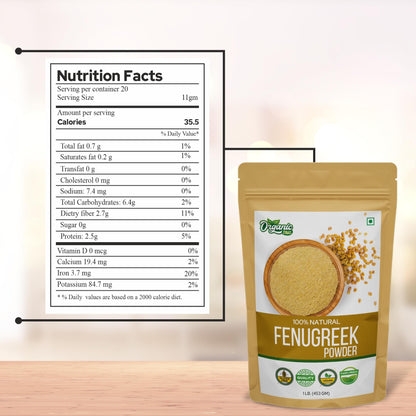 Organic Fenugreek Powder Also Known As Methi Seed Powder, Trigonella Foenum-Graecum | USDA Certified | Vegan | Preservative Free | Resealable Pack