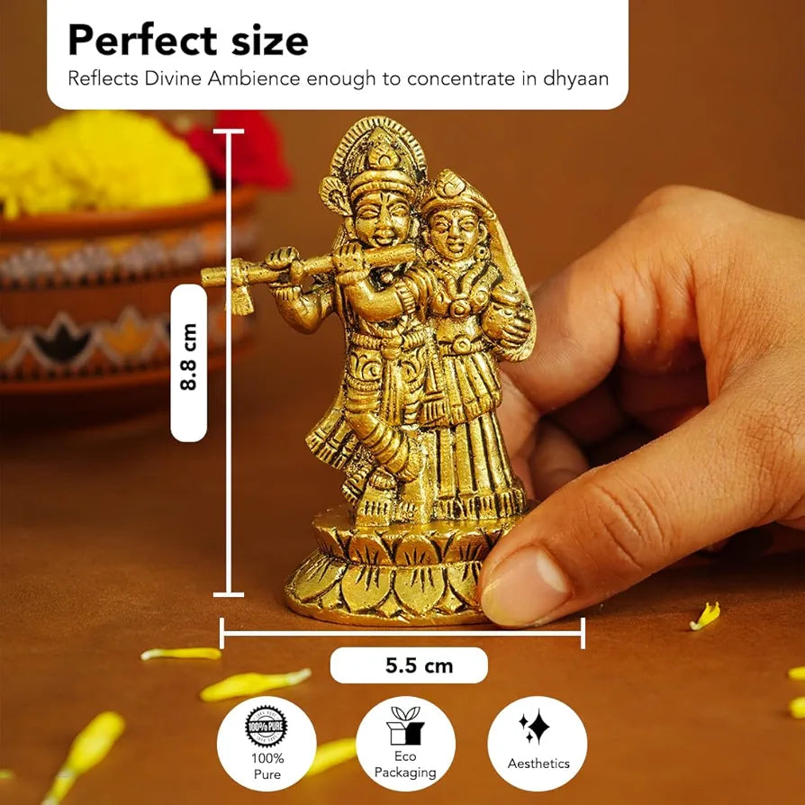 Ekhasa Pure Brass Radha Krishna Murti Radha Krishna Small