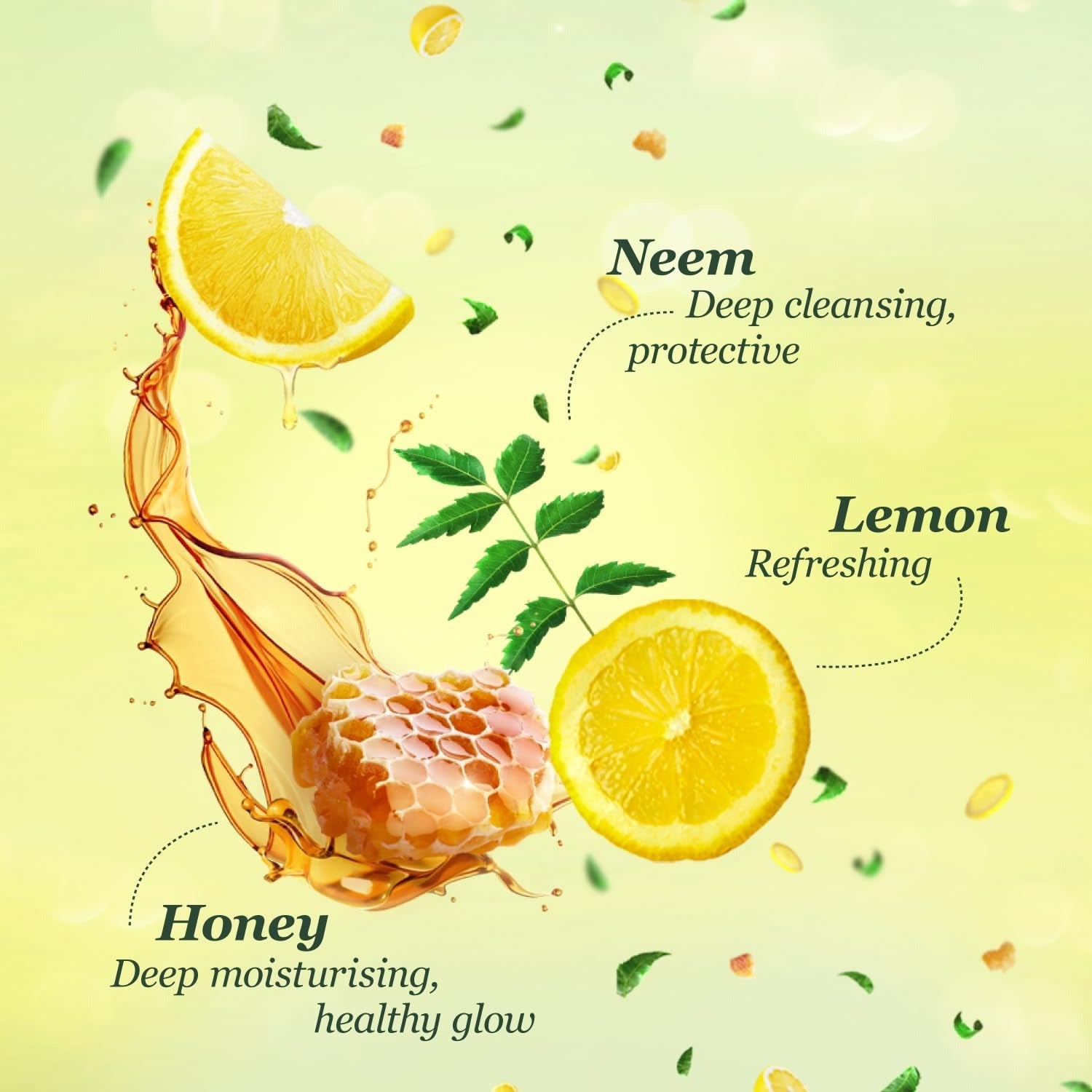 Margo Neem Naturals Soap with Goodness of Neem Honey Lemons - 100 gms (Pack of 5)