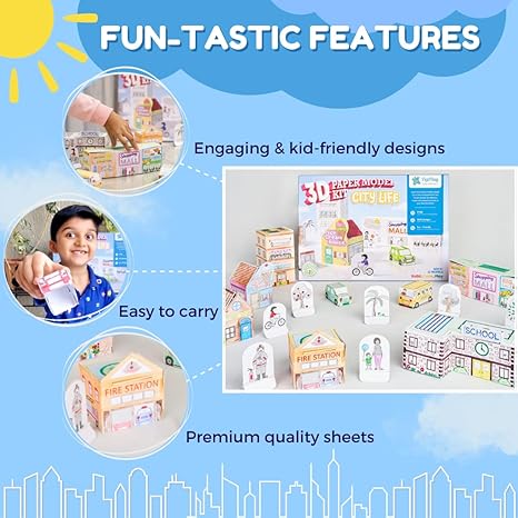 PepPlay 3D Paper Model Kit City Life Art Craft Colouring Diy Kit for 6+ Years Model Building Kit