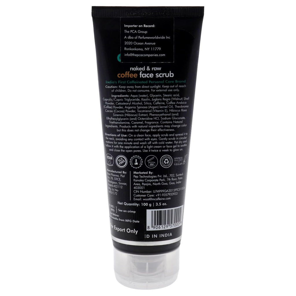 mCaffeine Coffee Tan Removal Face Scrub (100gm) | Exfoliate Scrub | Blackhead Remover, Whitehead Remover, Dead Skin Remover, Detan Pack | Caffeine & Walnut Scrub for Face | Face Scrub For Women & Men