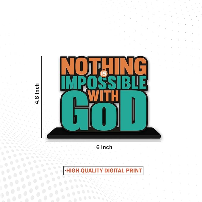 Artvibes Wooden Idols and Figurine Nothing is Impossible With God Motivational Quote Table Decoration for Office Desk