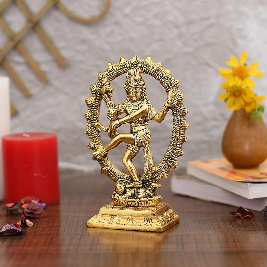 Collectible India Metal Shiva Idol Natraj Statue Statue - Gold Plated Dancing Shiva Natraja/Natrajan Showpiece Figurine