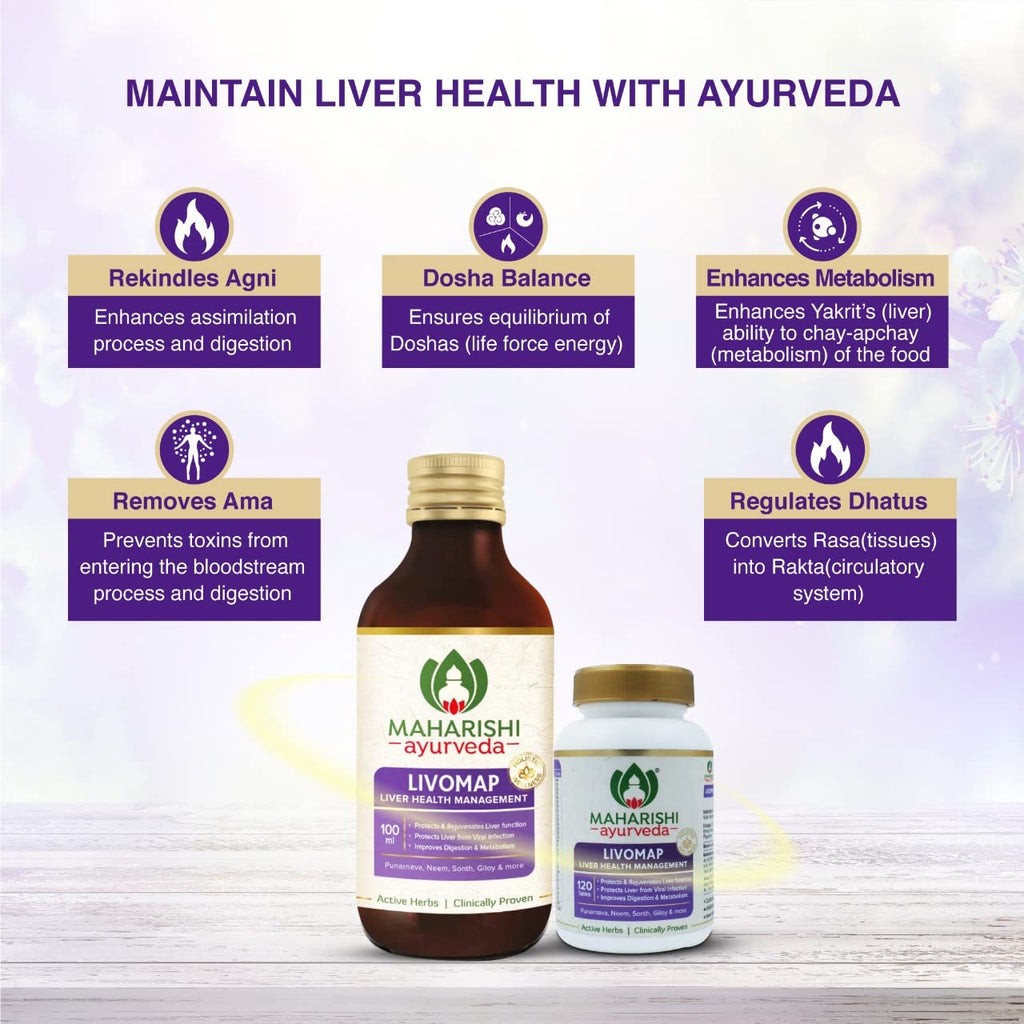 Maharishi Ayurveda Livomap Tablets for Liver Health and Support | Liver Health Management | Rejuvenate Liver Function | Helps to Improve Digestion- 120 Tablets