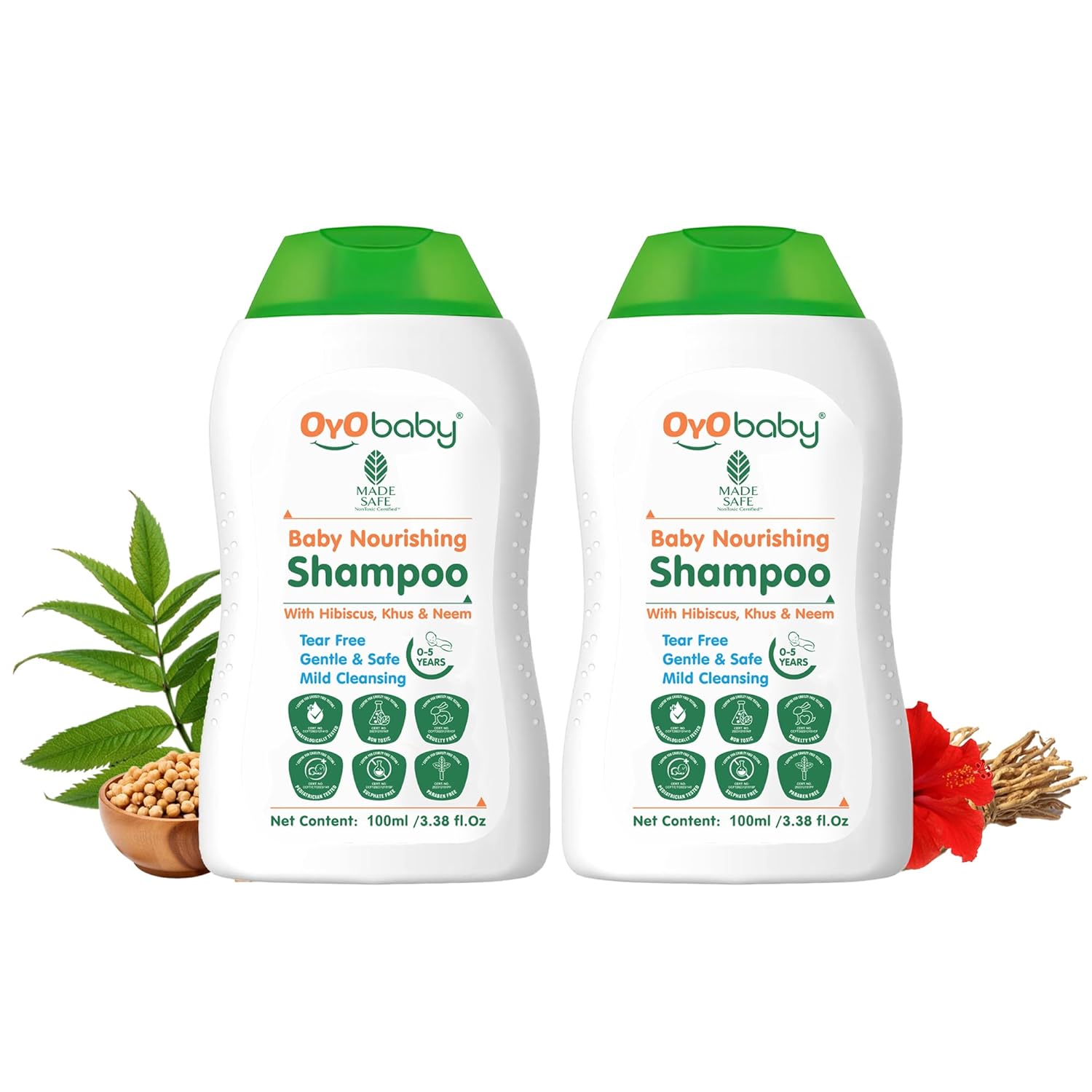 Oyo Baby Baby Nourishing No More Tears Baby Shampoo for Newborn Babies - 100 ml Each (pack of 2)