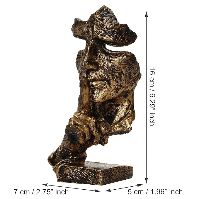 Ecraftindia Antique Finish Finger on Man Lips Handcrafted Decorative Polyresin Showpiece