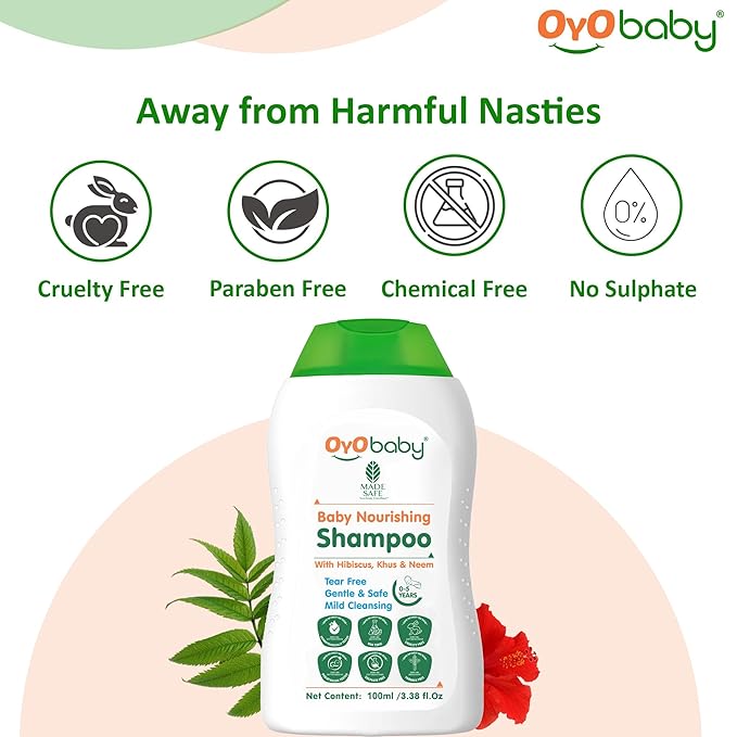 Oyo Baby Baby Nourishing No More Tears Baby Shampoo for Newborn Babies - 100 ml Each (pack of 2)