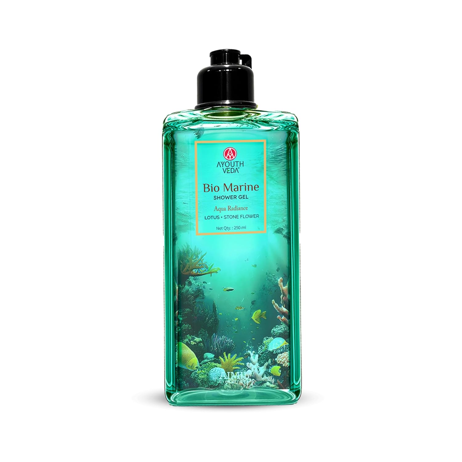 Ayouthveda Bio Marine Shower Gel for Men & Women | Enriched with Lotus, Stone Flower & Water Chestnut | Detoxifies, Moisturizes & Rejuvenates | 250 ml