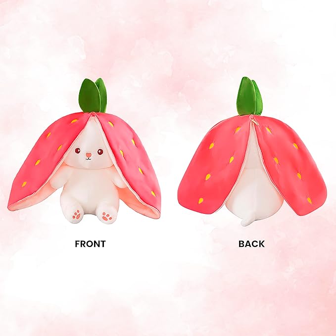 Kidology Plush Toy Pillow Reversible Bunny Cute Rabbit Sofa Pillow Medium Strawberrry Bunny