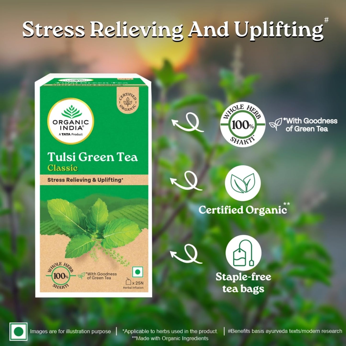 Organic India Tulsi Green Tea Classic 25 Tea bags