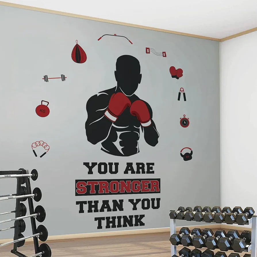 StickMe Gym Fitness Bodybuilding Office Sports Workout Boxing Inspirational Quotes Wall Sticker Premium Large - 140 x 120 cm