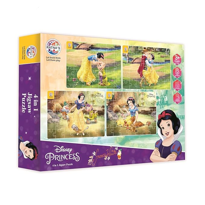 Ratna's 4 in 1 Princess Snow White Jigsaw Puzzle 140 Pieces for Kids | 4 Jigsaw Puzzles 35 Pieces Each