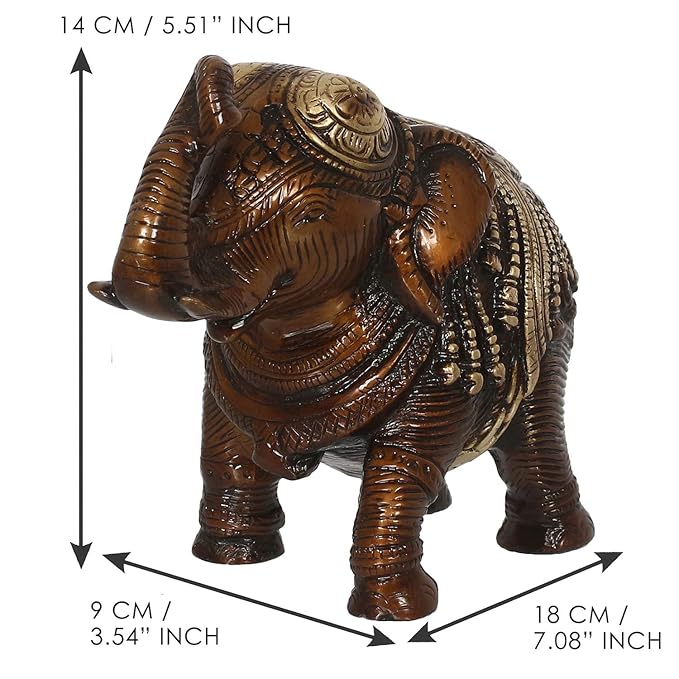 Ecraftindia Antique Finish Decorative Brass Elephant Fingurine