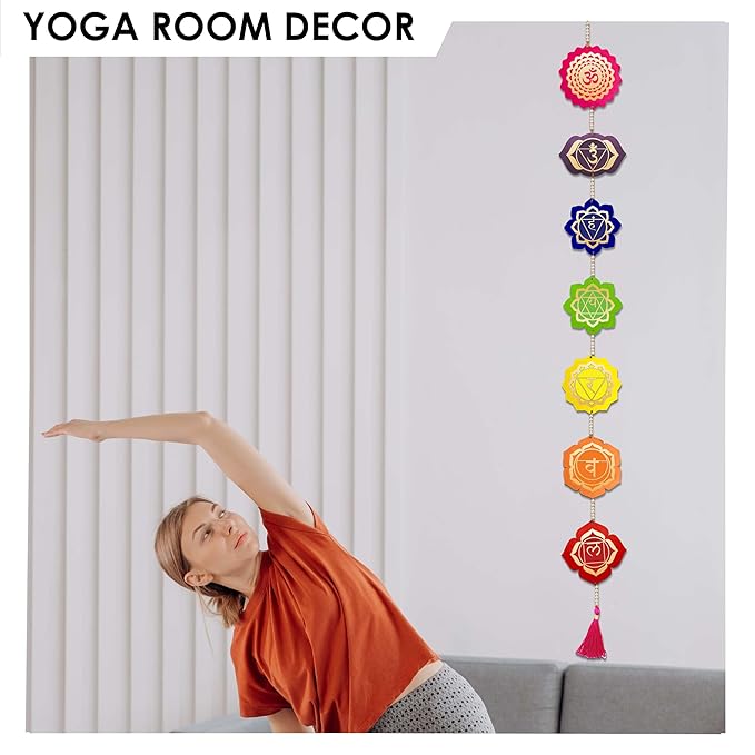 Solobolo Engineered Wood Seven Chakra Wall Hanging Decor, Perfect Mandir & Home Decoration Item