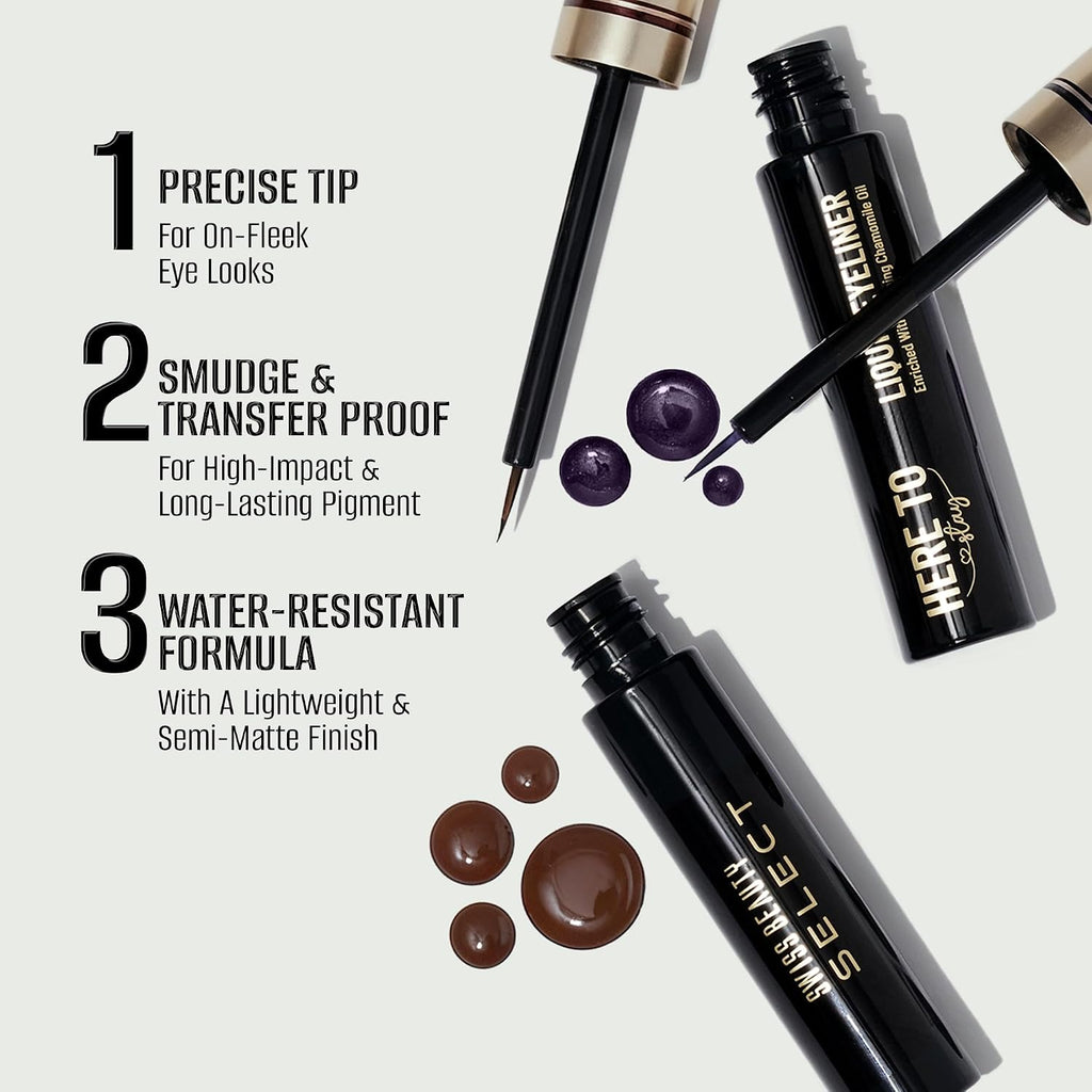 SWISS BEAUTY Select Here To Stay Semi-Matte Liquid Waterproof Eyeliner | With Precise & Pointed Tip | Smudge-Proof, Transfer- Proof | Shade- Infinite Purple| 3ml |