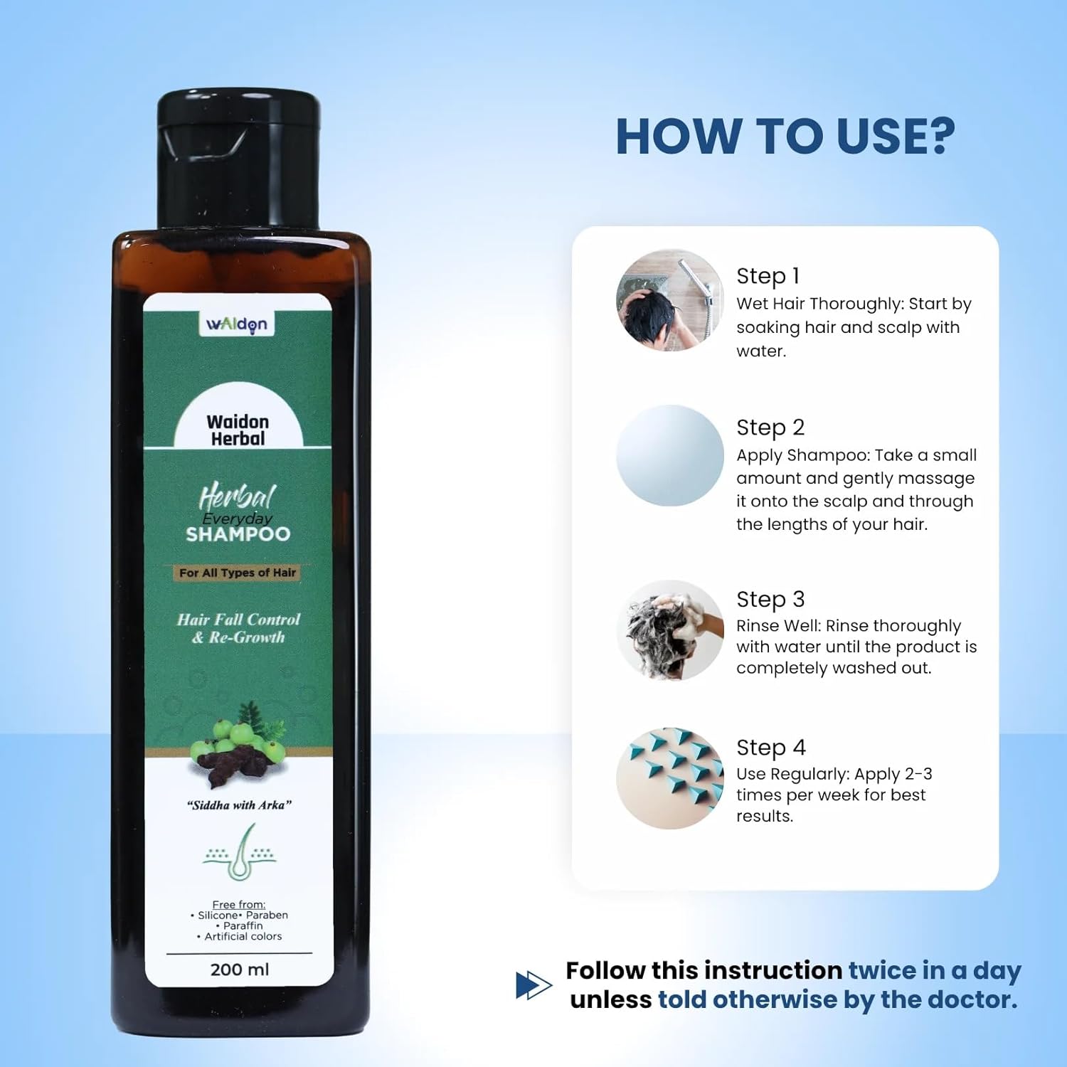 Adon (Waidon) Herbal Shampoo For Hair Fall Control &And  ReGrowth - 200 ml
