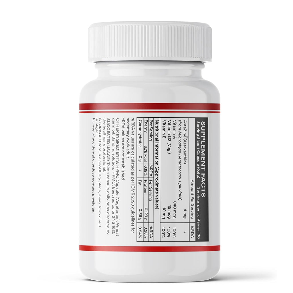 INLIFE Astaxanthin 4 mg Supplement AstaZine | Natural Antioxidant Supplement with Vitamin A, D3 & E â€“ High Absorption Formula â€“ 30 Liquid Filled Vegetarian Capsules