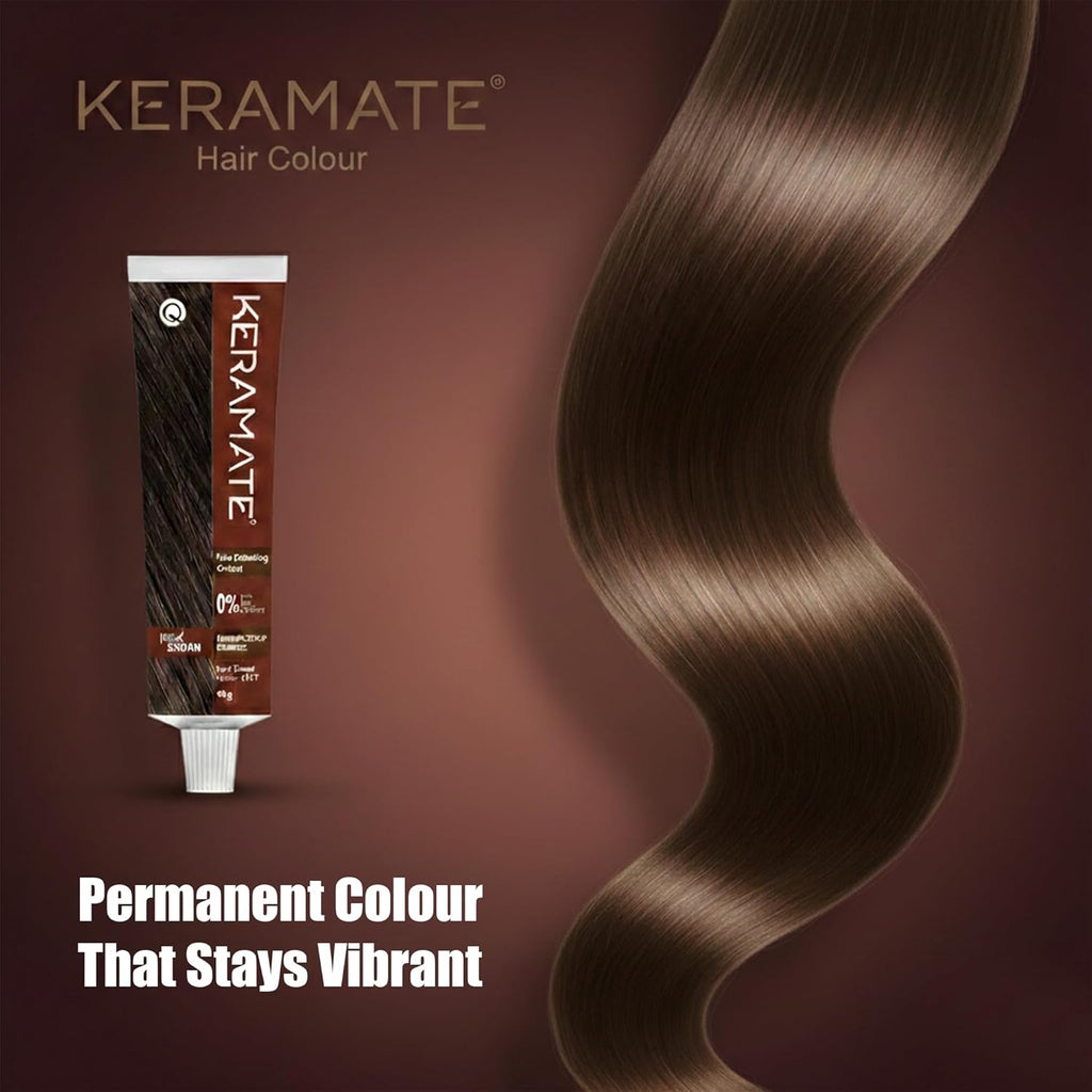 Keramate Hair Colouring Cream â€“ Natural Brown, No Ammonia, No PPD, No PTD | Safe, Long-Lasting Hair Color