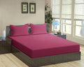 Trance Home Linen 100% Cotton 78x60 inch Queen Fitted 200TC Satin Stripe Elastic Fitted Bedsheet with 2 Pillow Covers Colour Rose Pink