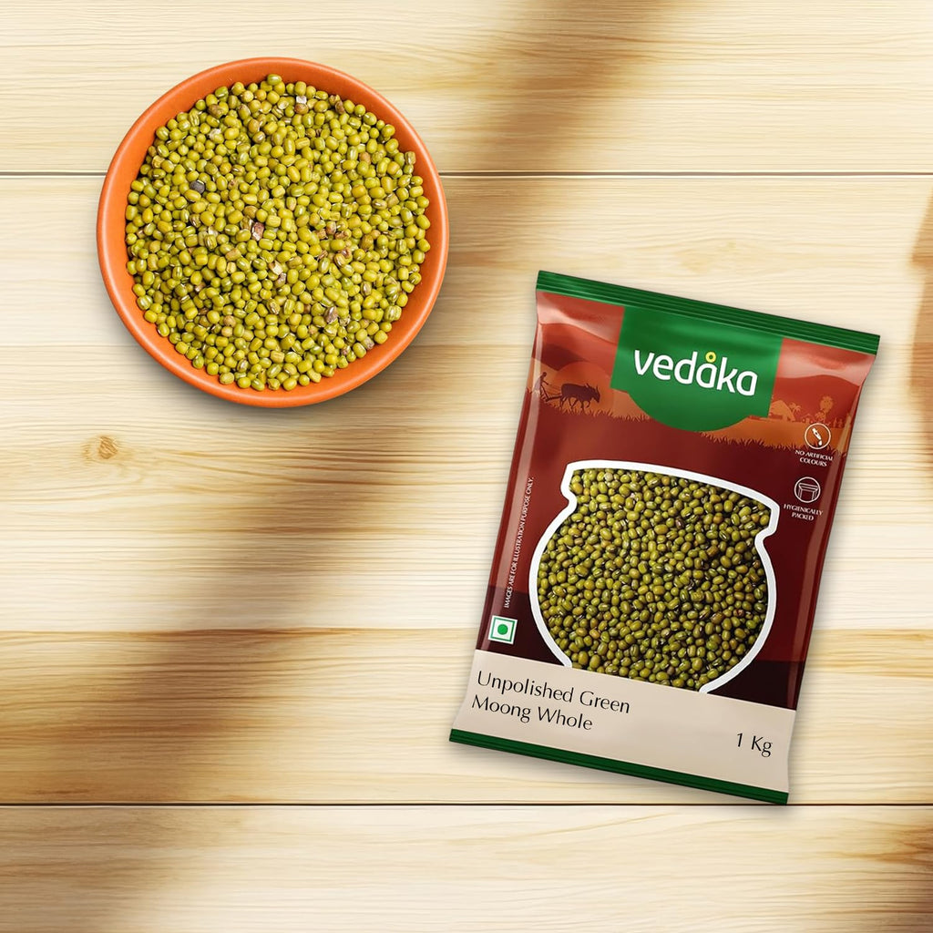 Vedaka Unpolished Green Moong Dal | Whole | 1 Kg | Popular Green Moong Dal | Naturally Rich in Protein | Naturally Cholesterol Free