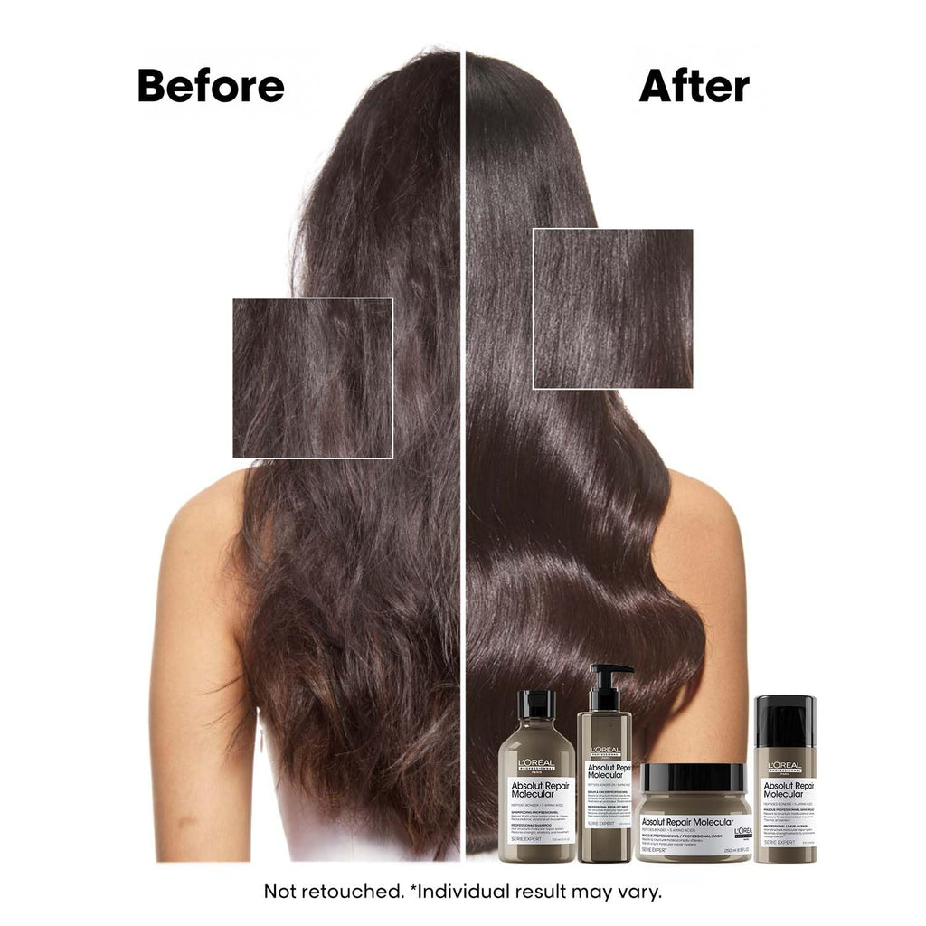 L'OrÃ©al Professionnel Paris Absolut Repair Molecular Sulfate-Free Deep Repairing Shampoo for Damaged Hair | Repair up to 2 years of damage, in one use | 2% peptides bonder, 300ml