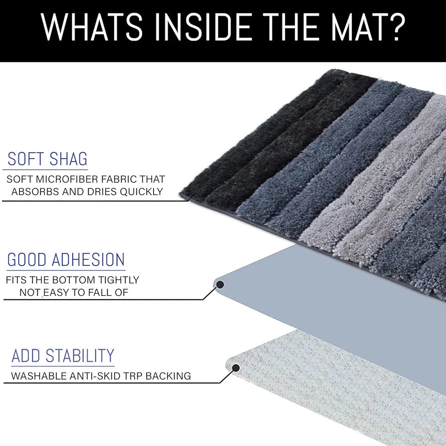 Luxe Home International Microfiber Rectangular Bath mat Soft Anti Slip Skid Luxury Mats 40X60 Cm  Colour Shadow