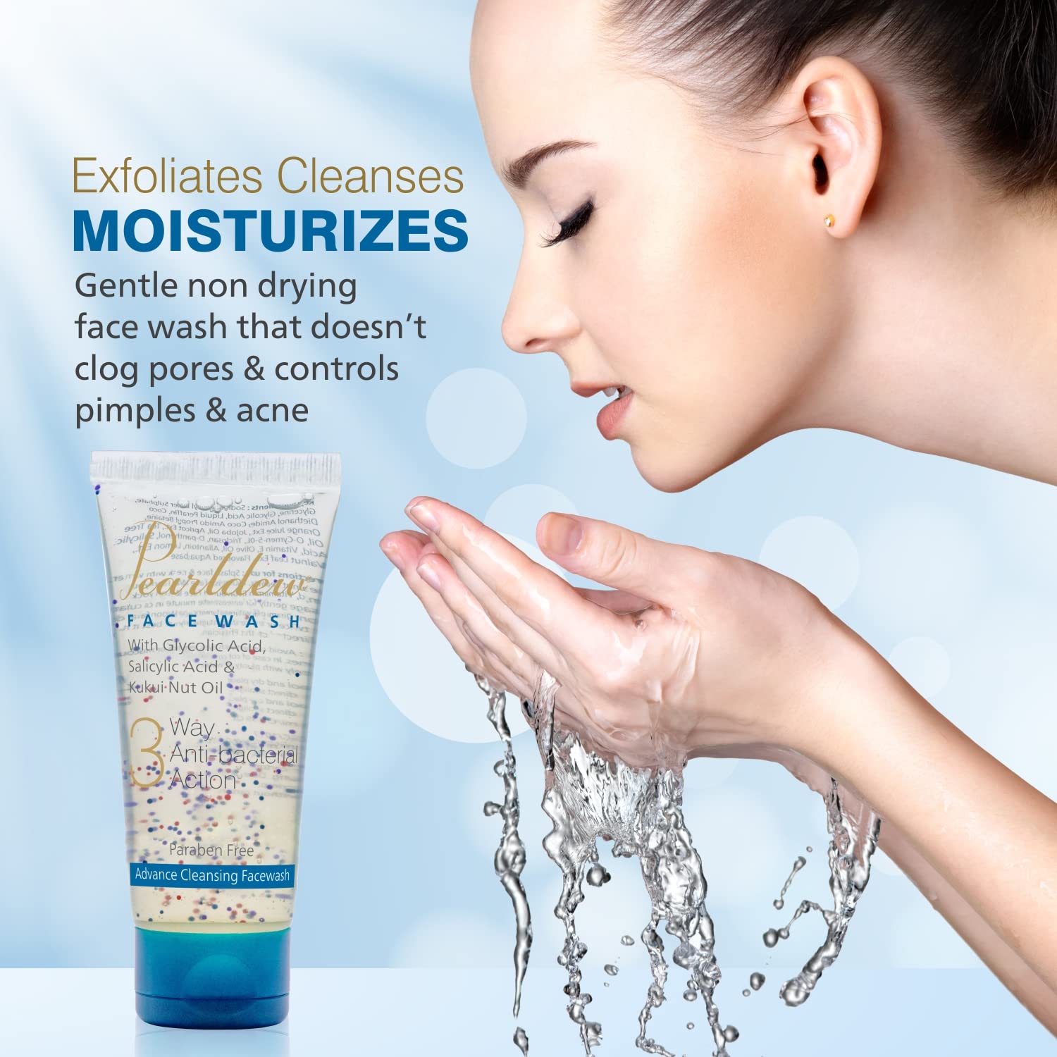 Pearldew 3 Way Antibacterial Face Wash - 100 Ml | Pack of 3