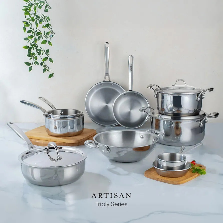 Stahl Artisan Triply Stainless Steel Sauce Pot | Casserole with Glass Lid