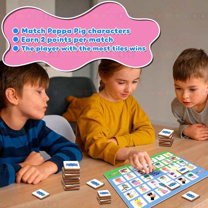 Wembley Peppa Pig Magnetic Memory Match Game for Kids Puzzle 32 Tiles with 64 Picture Icons