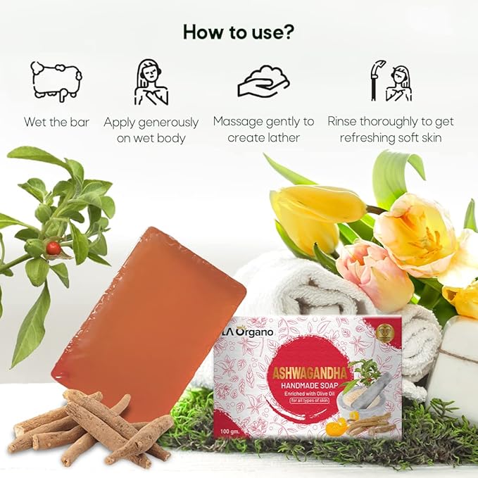 La Organo Ashwgandha Handmade Natural Bath Soap - 100 Gms