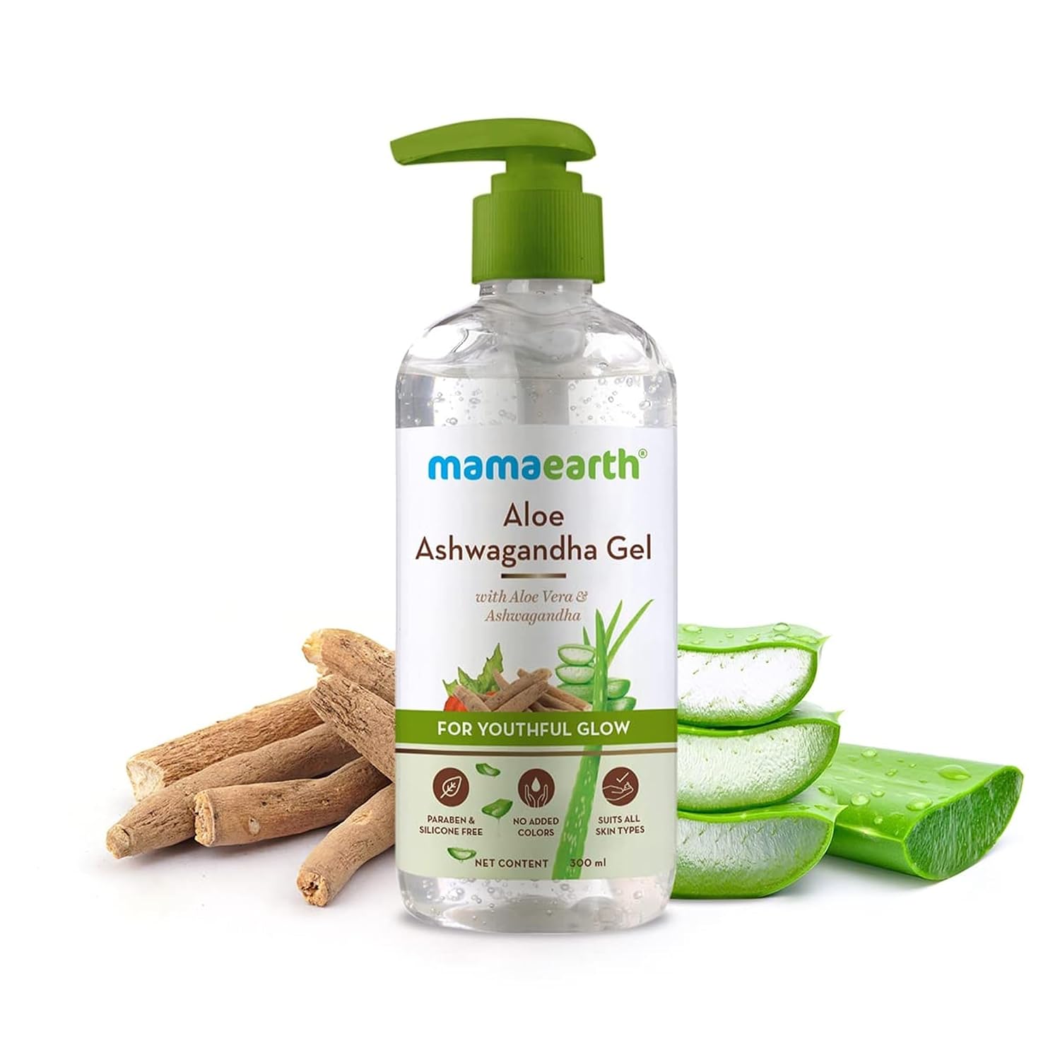 Mamaearth Aloe Ashwagandha Gel, for face, with Aloe Vera & Ashwagandha for a Youthful Glow - 300 ml