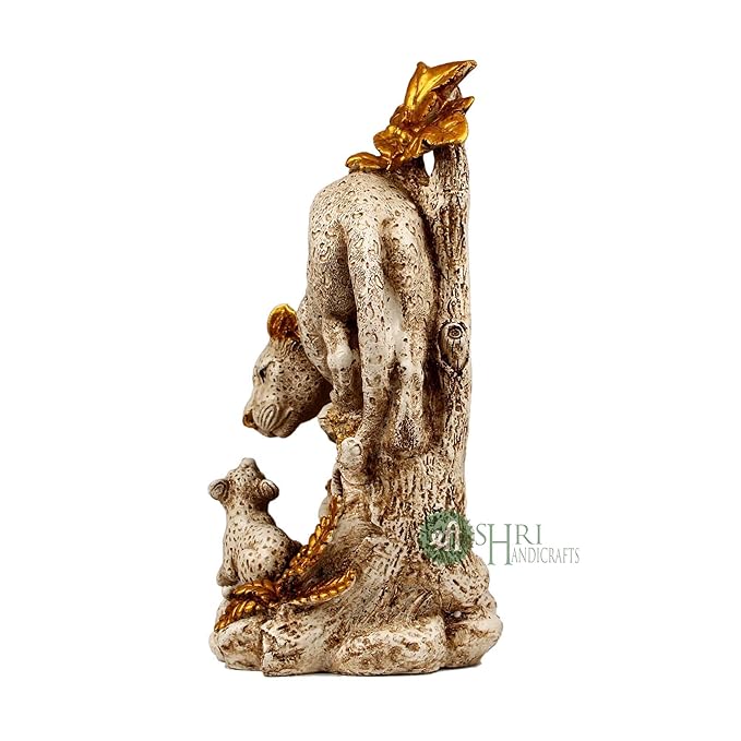 Indicast Polyresin Leopard Statue With Family, 12 Inch | Multicolour