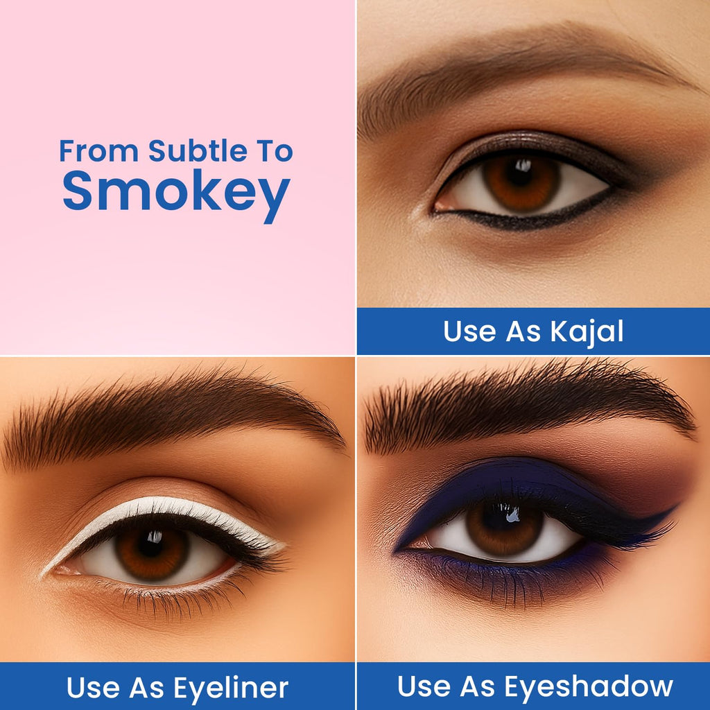 Swiss Beauty Intense Gel Kajal with Sharpener | 12-Hour Stay | Waterproof | Smudge-Proof | Creamy Texture | Highly Pigmented | Multi-Use Eye Pencil | 1.2g, Shade- Royal Blue