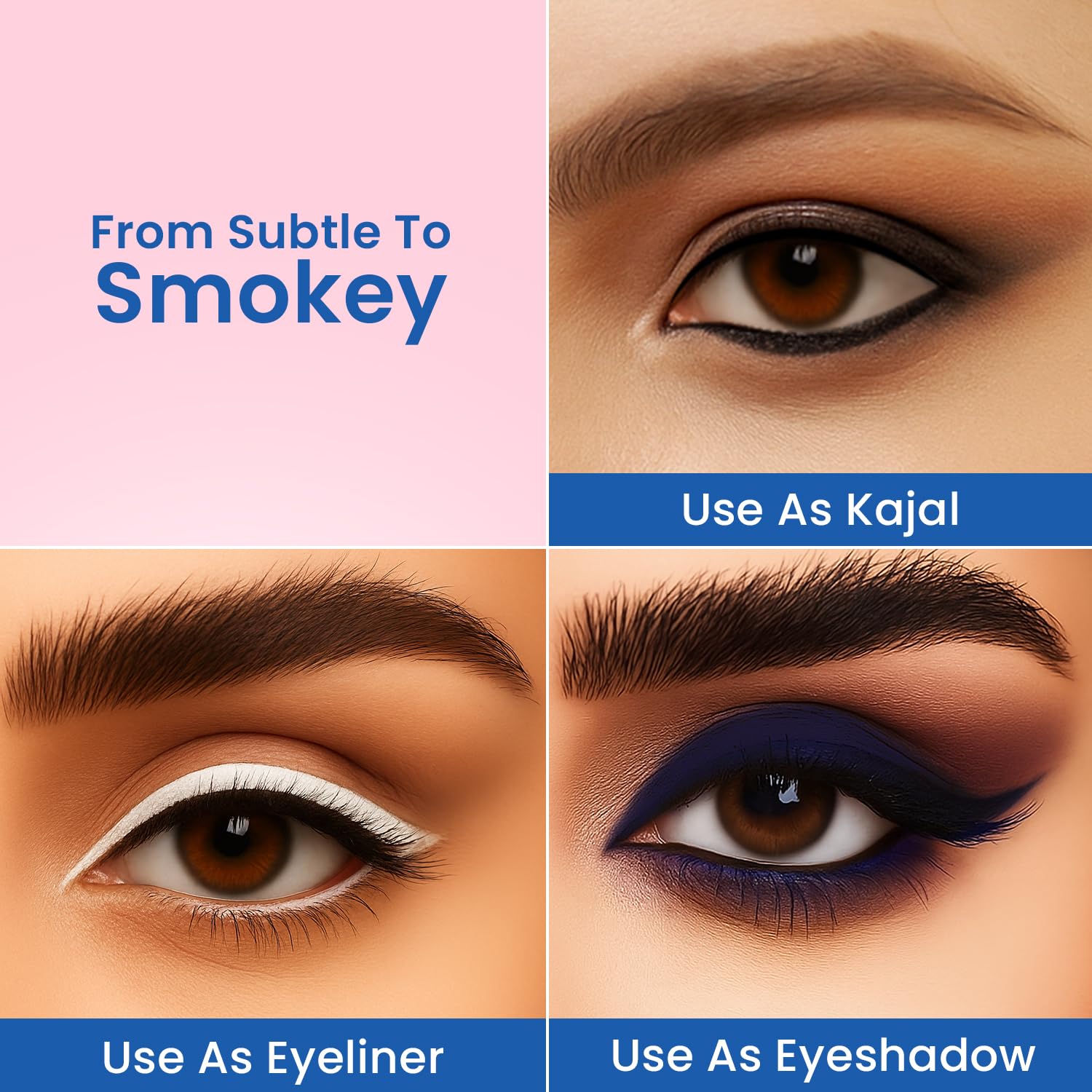 Swiss Beauty Intense Gel Kajal with Sharpener | 12-Hour Stay | Waterproof | Smudge-Proof | Creamy Texture | Highly Pigmented | Multi-Use Eye Pencil | 1.2g, Shade- Royal Blue