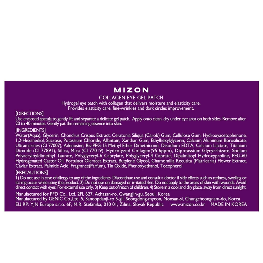 MIZON Under Eye Collagen Patches with Marine Collagen, Eye Gel Treatment Masks for Puffy Eyes, Dark Circles, Moisturizing Improves Elasticity, 60 Pcs
