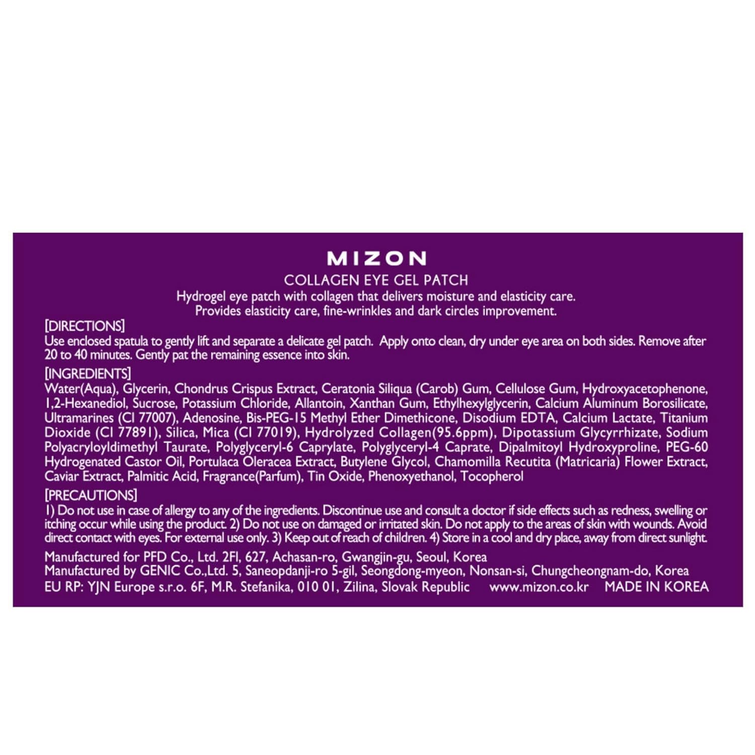 MIZON Under Eye Collagen Patches with Marine Collagen, Eye Gel Treatment Masks for Puffy Eyes, Dark Circles, Moisturizing Improves Elasticity, 60 Pcs